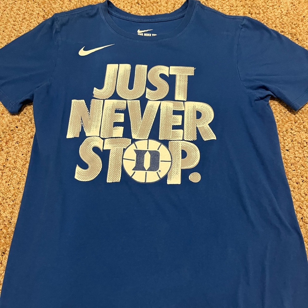 Nike Royal Blue Duke Basketball Tee with Bold Slogan